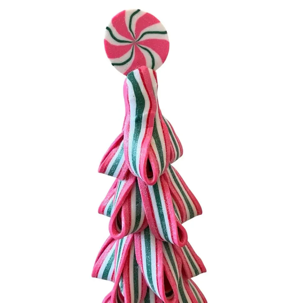 Christmas Peppermint Square Ribbon Candy Clay Dough Tree Pink, Green & White New